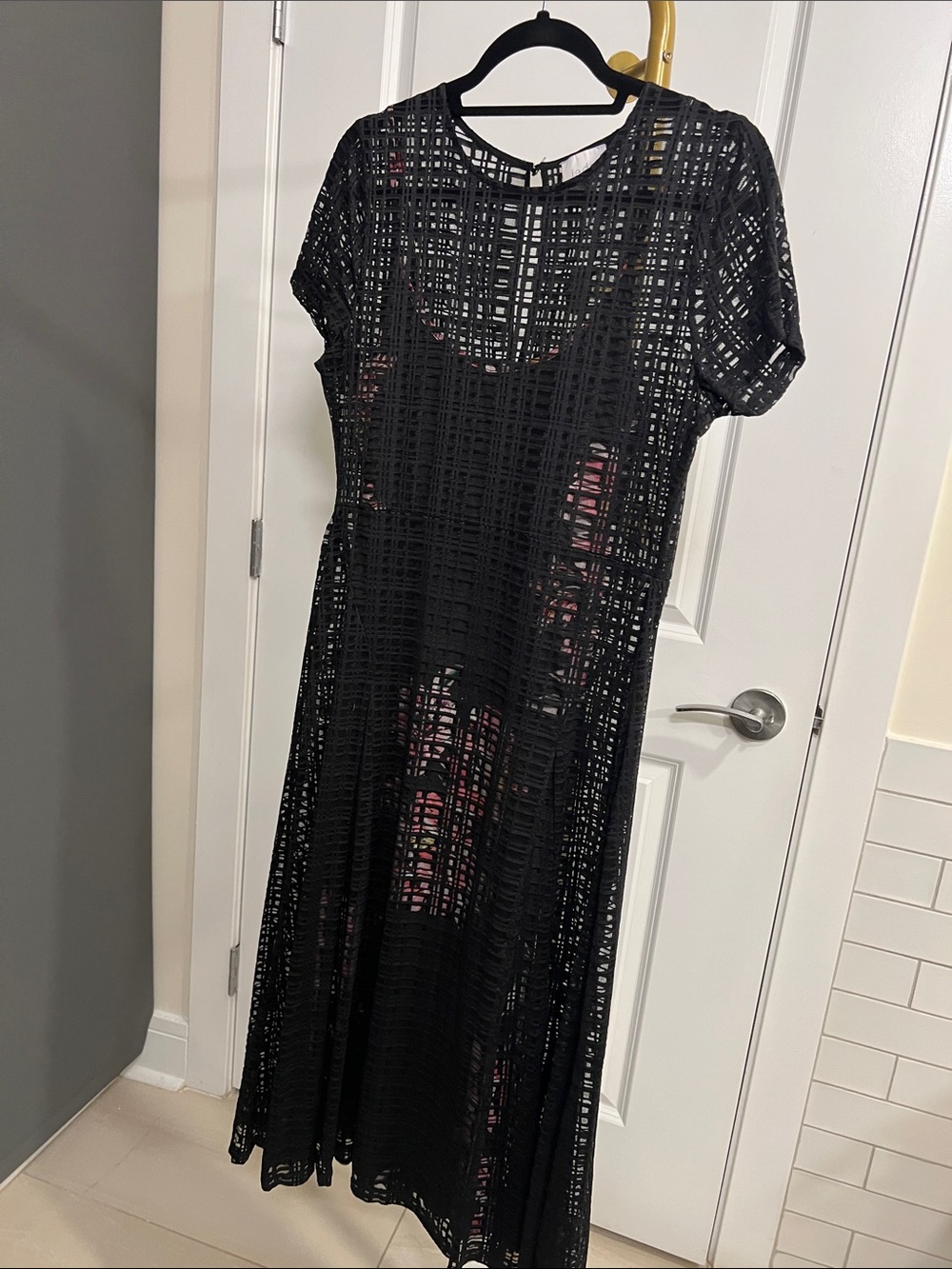 Jade by Johnny Was Black Crochet Midi Dress